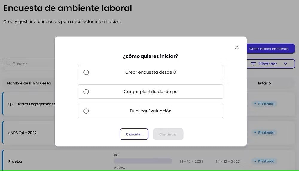 encuestas clima de Crehana