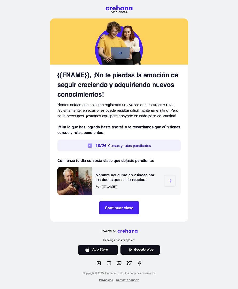 mail para usuarios sin actividad