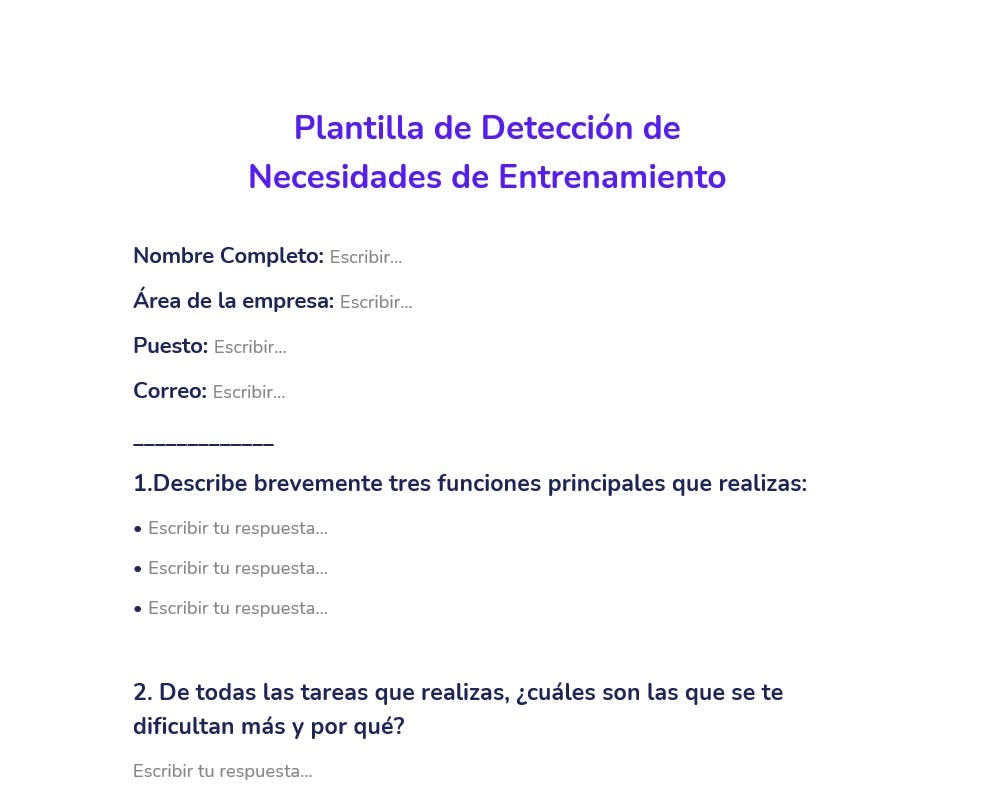 plantilla de detección de necesidades de entrenamiento