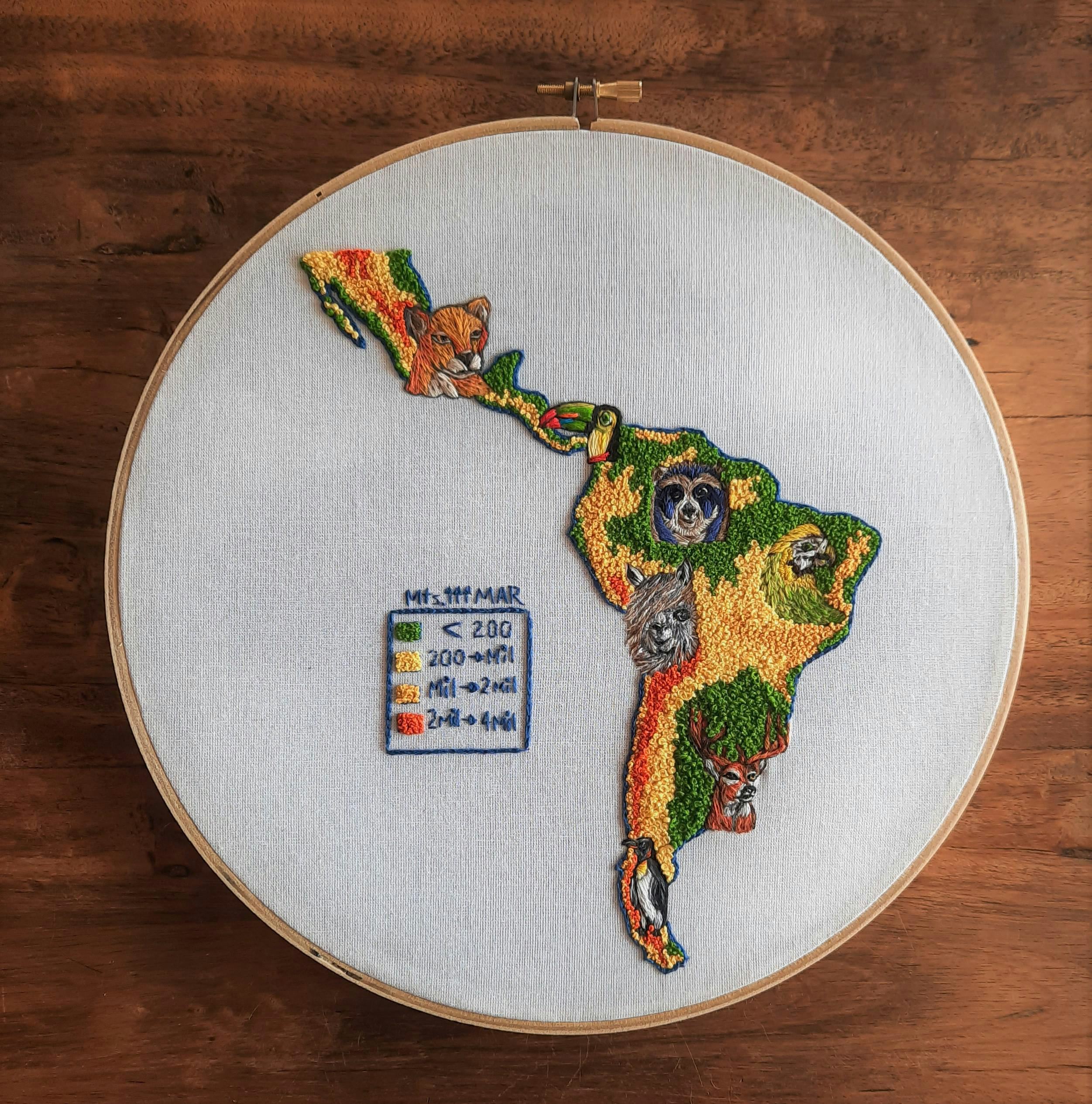 bordado de américa latina con fauna