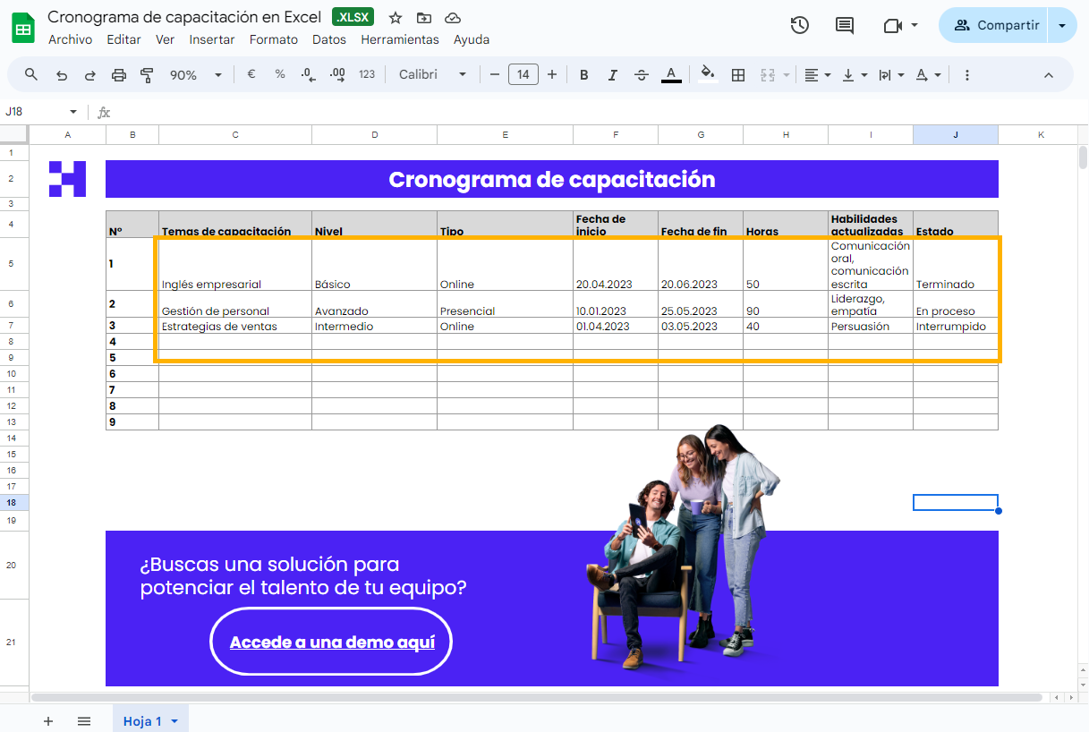 como usar este formato de cronograma de capacitaciones