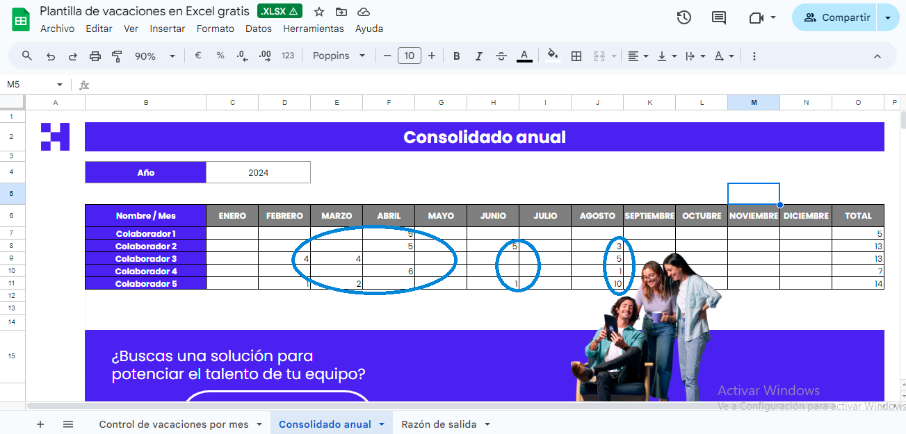 plantilla vacaciones excel gratis como usar