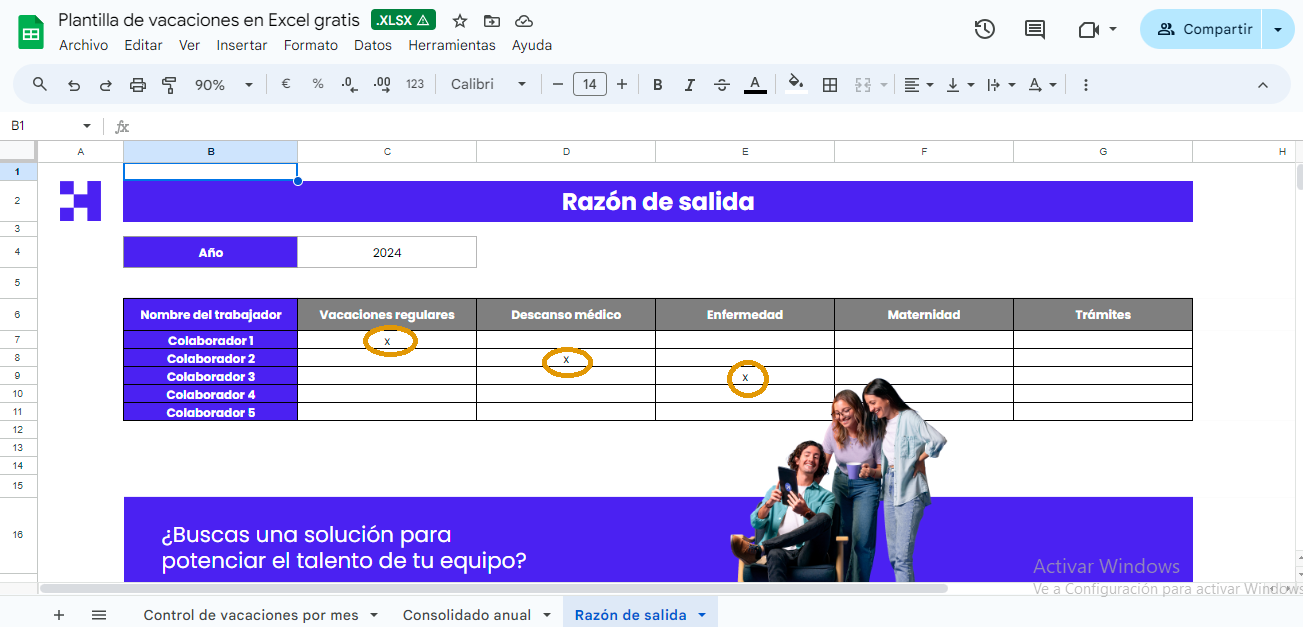 plantilla vacaciones excel gratis como usar