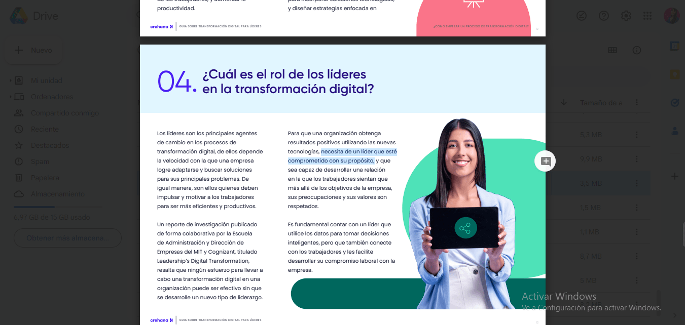 ebook Guía de transformación digital para líderes por Crehana