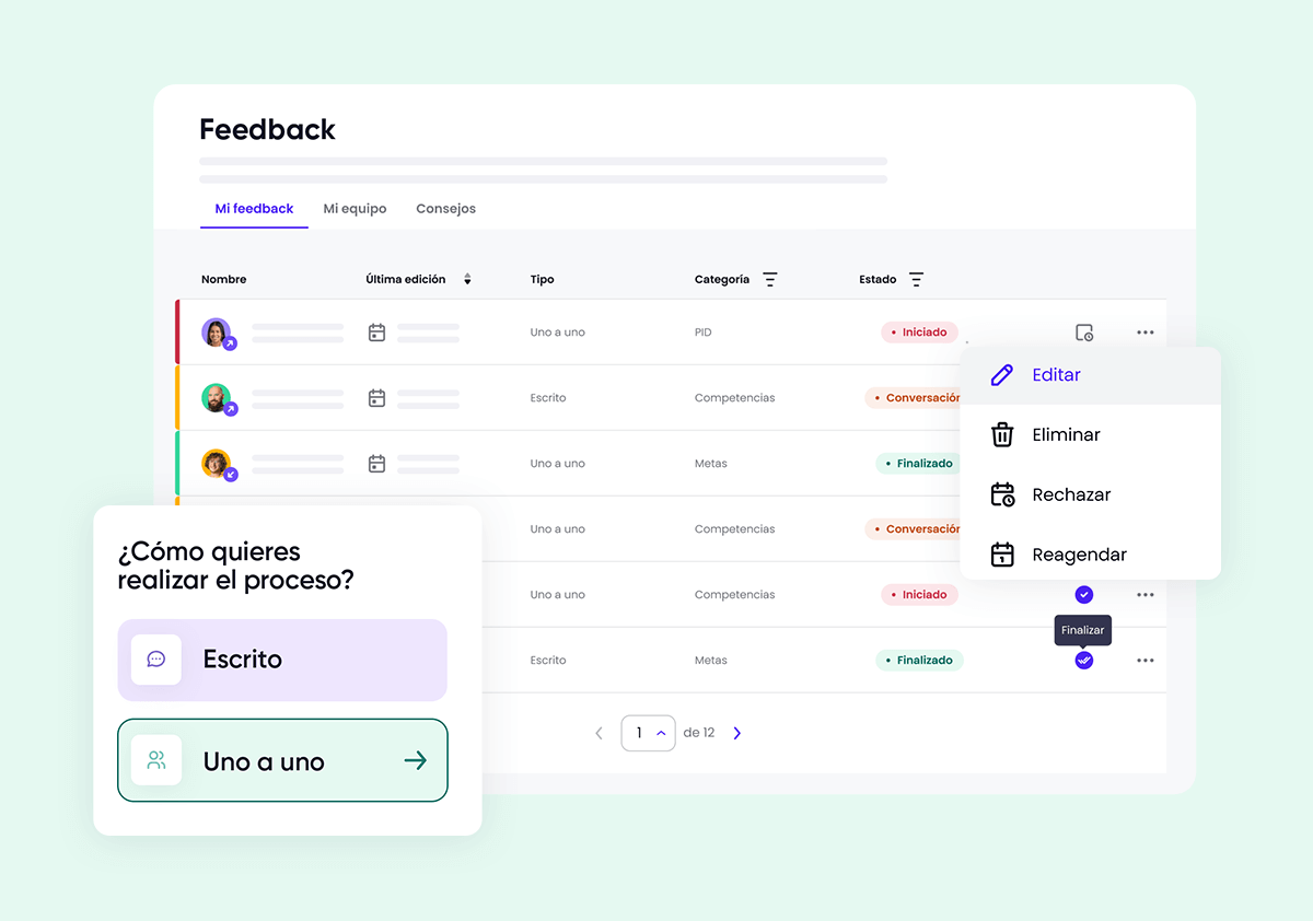 feedback plataforma de desempeño crehana