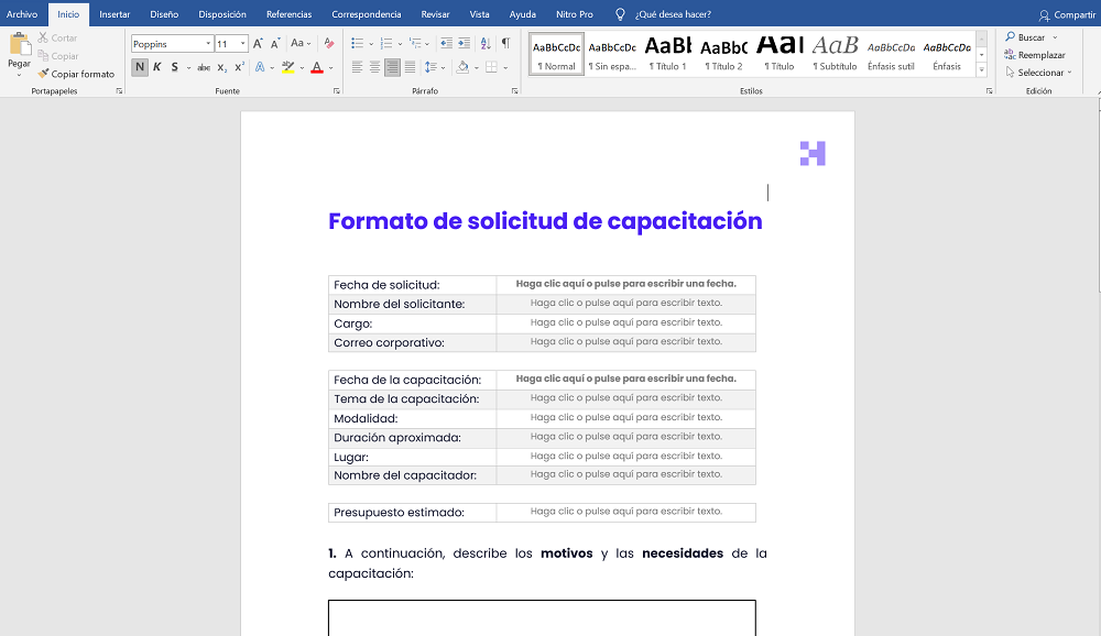 formato de solicitud gratis