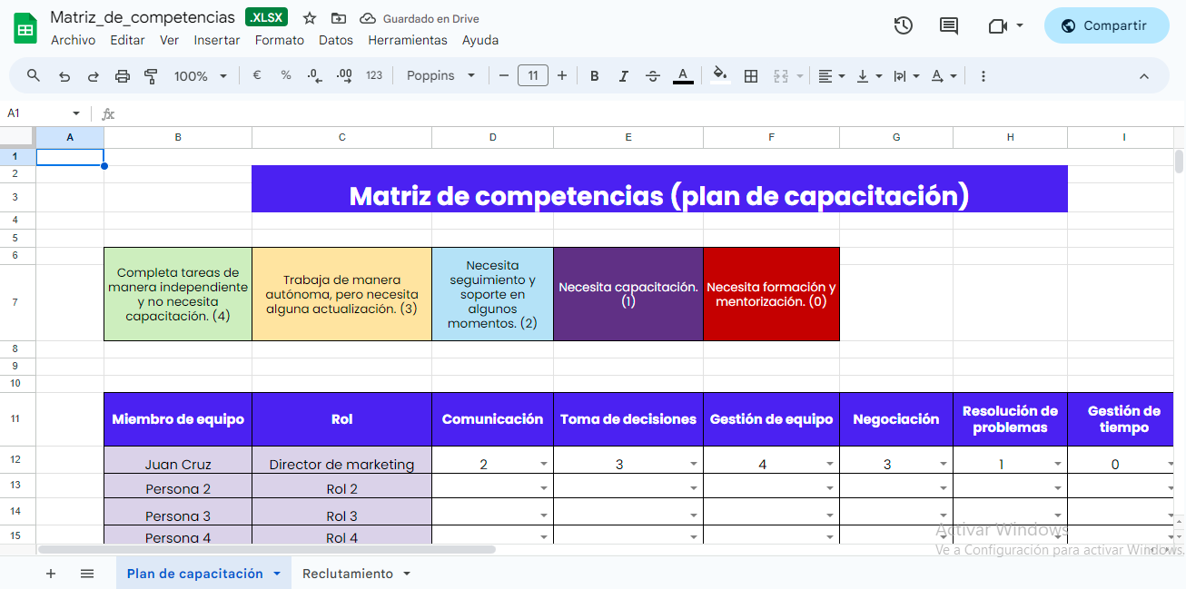 matriz de competencias por Crehana