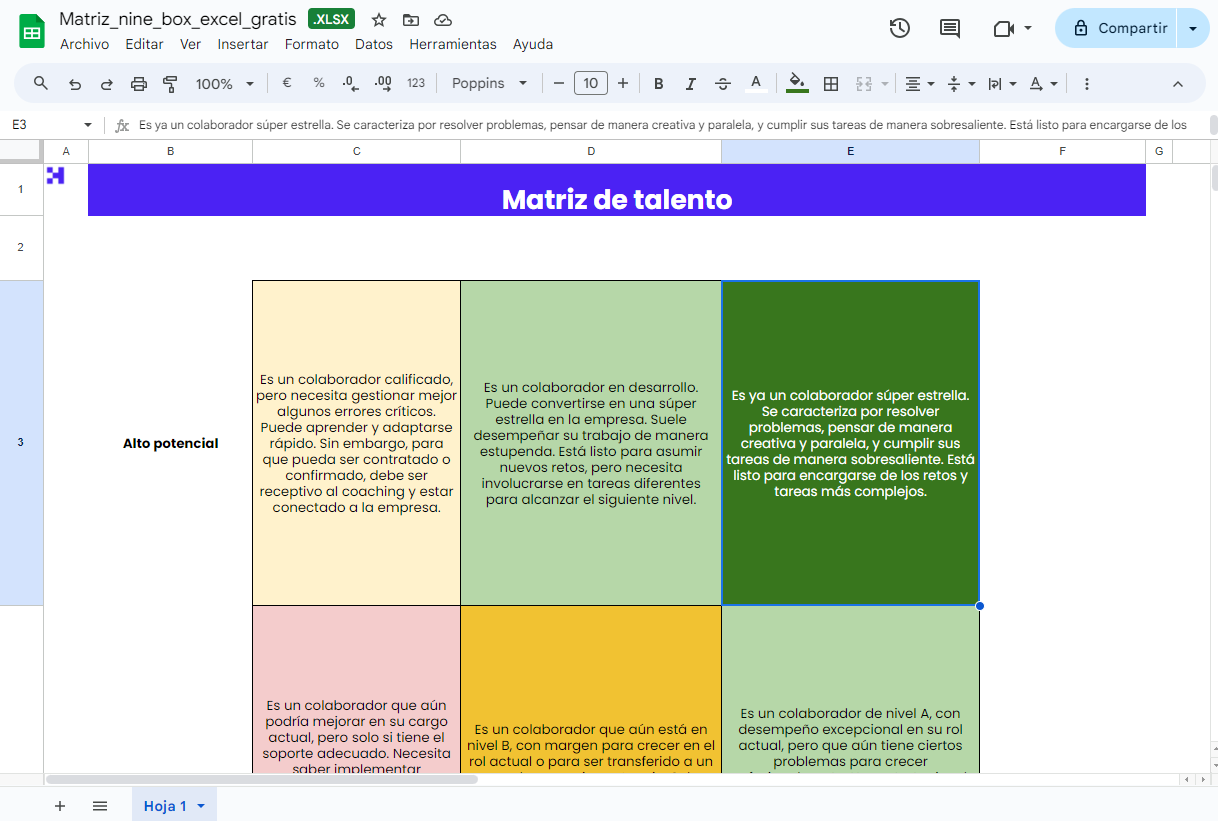 recurso Matriz Nine Box en Excel