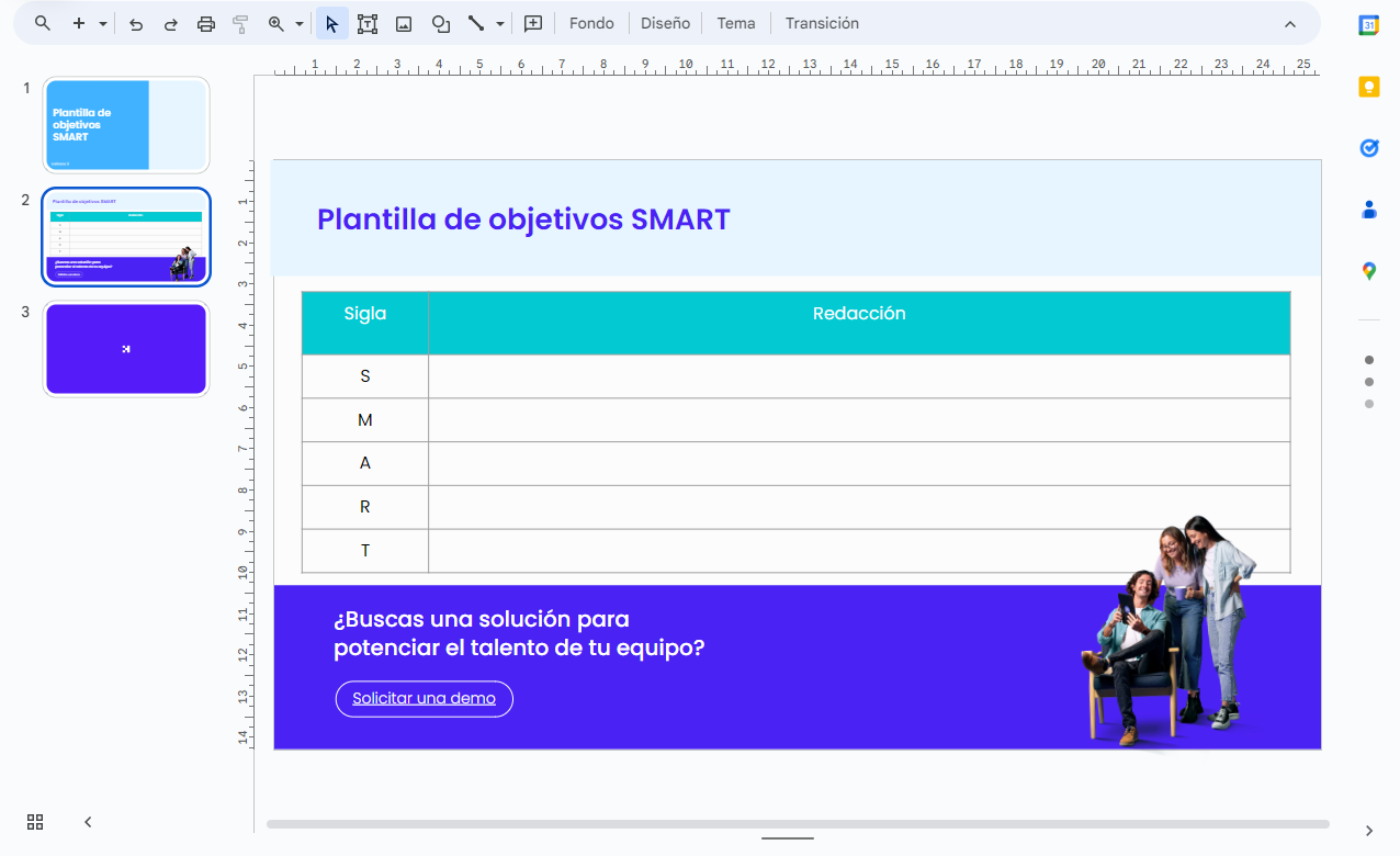 plantilla objetivos smart