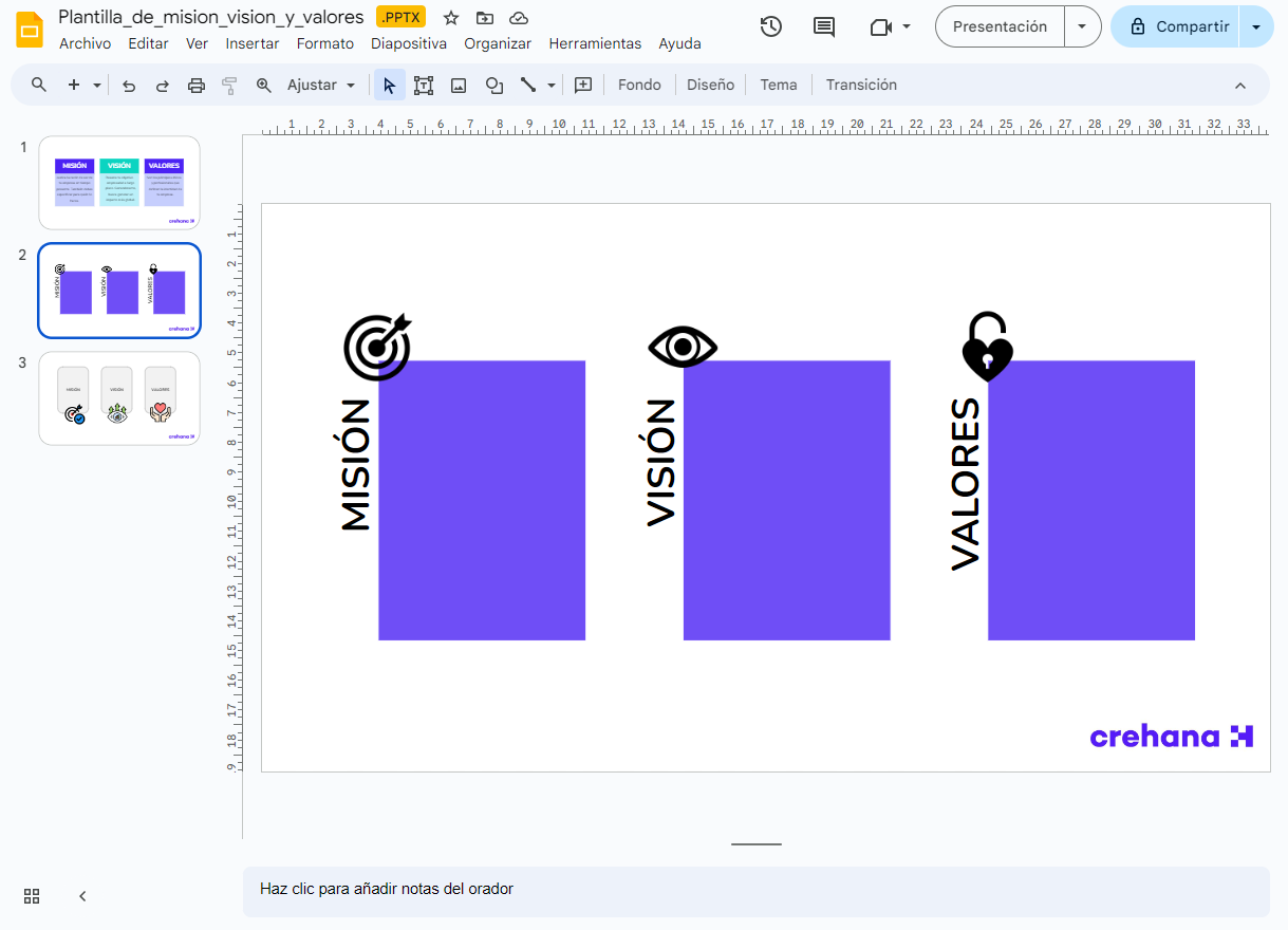plantilla de misión, visión y valores corporativos