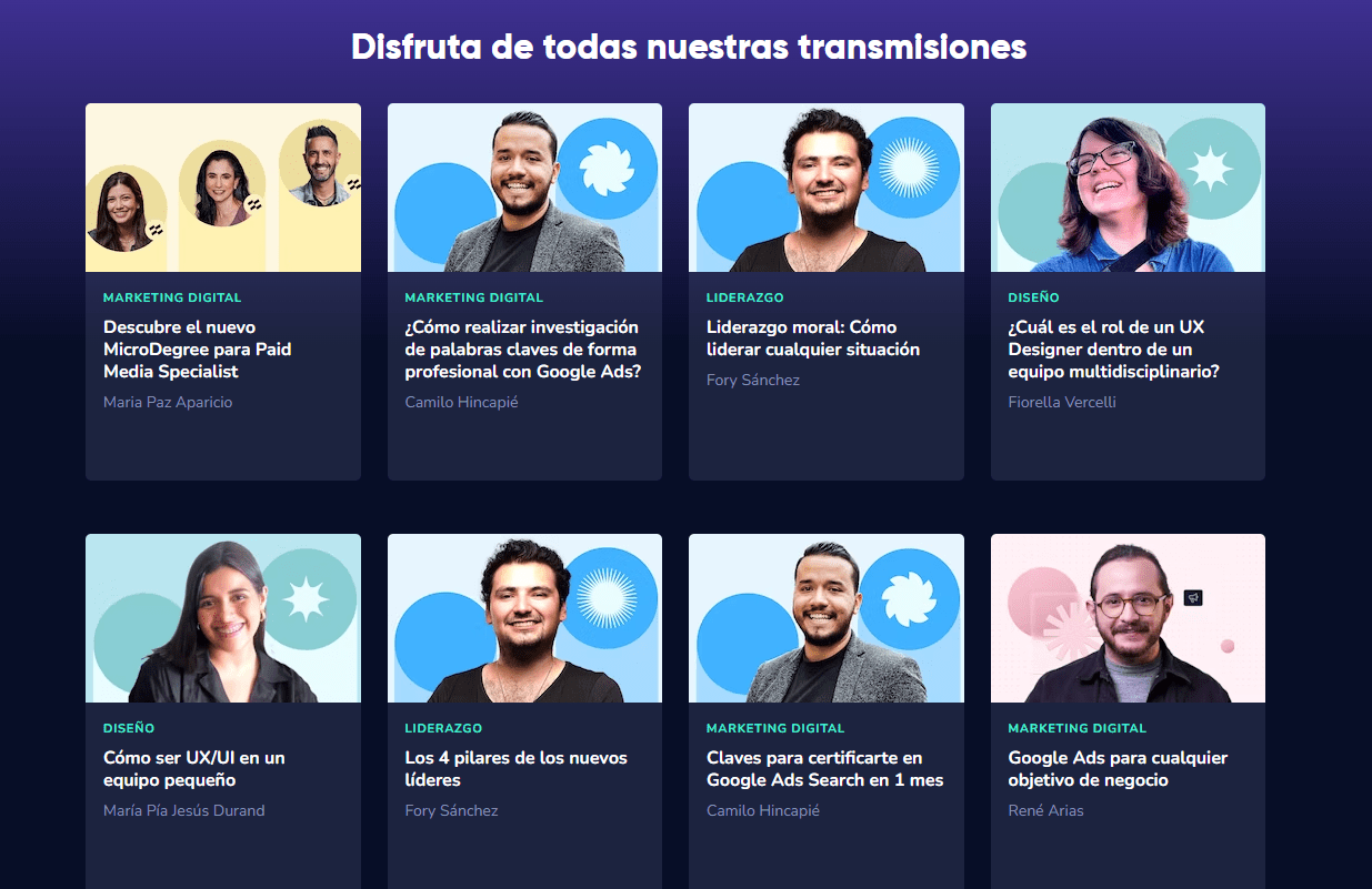 transmisiones en vivo crehana capacitaciones